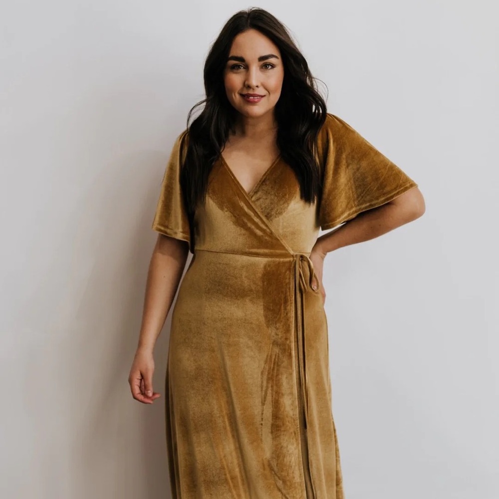 Baltic Born Mustard Wrap Maxi Dress